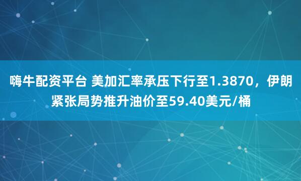 嗨牛配资平台 美加汇率承压下行至1.3870，伊朗紧张局势推升油价至59.40美元/桶